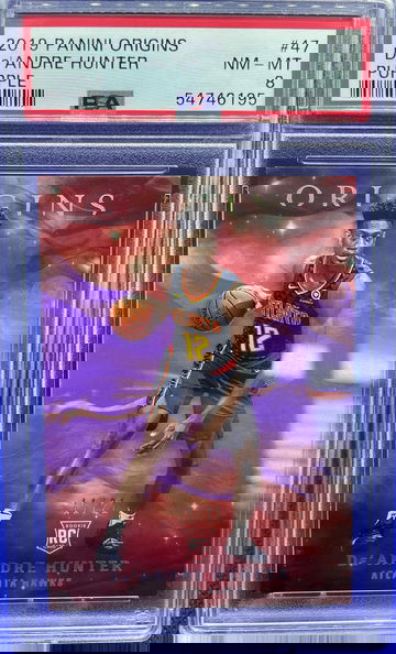 2019-20 Panini Origins De’Andre Hunter FOTL Purple RC 11/21 PSA 8 NM-MT POP 1 SP