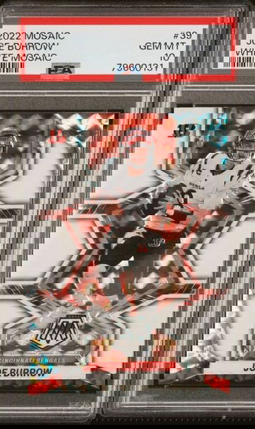 2022 Panini Mosaic Joe Burrow White Mosaic /25 PSA 10