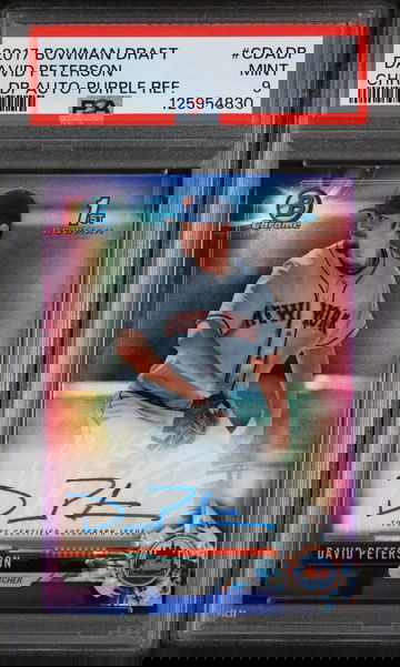 2017 Bowman Chrome Draft Draft Pick Autographs Purple Refractor David Peterson #CDADP /250 PSA 9