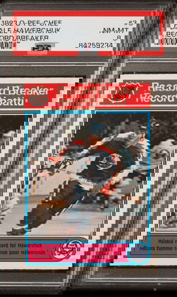 1982 O-Pee-Chee Record Breaker Dale Hawerchuk #3 PSA 8