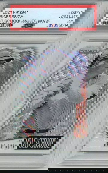 2021 PANINI PRIZM OLD SCHOOL WHITE WAVE #OBG2 BABE RUTH YANKEES PSA 10