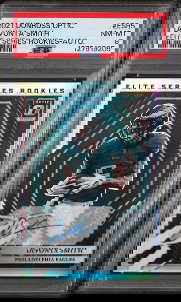 2021 Panini Donruss Optic Elite Series Rookies Autograph Devonta Smith #ESR5 /99 PSA 8