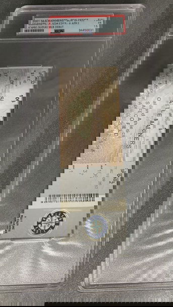 2001 Ichiro Suzuki MLB Debut Ticket Mariners vs A's Graded PSA 1.5