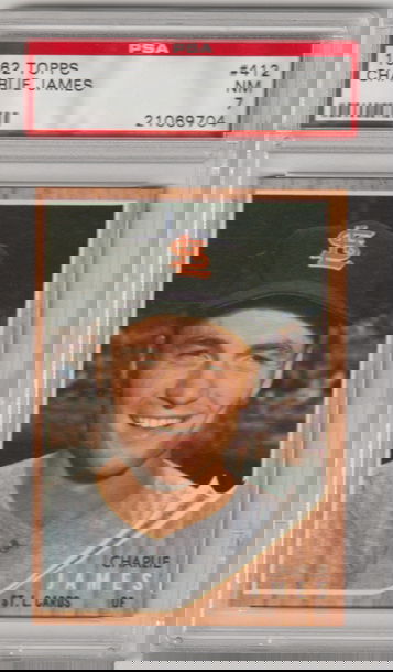 1962 Topps #412 Charlie James PSA 7 (Near Mint)