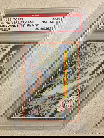 1962 Topps #234 World Series Game 3 PSA 8 NM-MT MARIS WINS IT IN THE 9th YANKEES