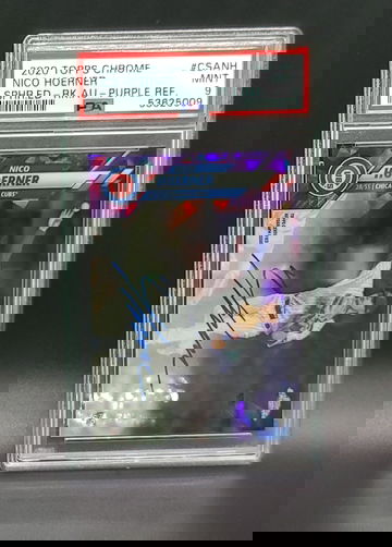 2020 Topps Chrome Sapphire Nico Hoerner Auto Purple PSA 9