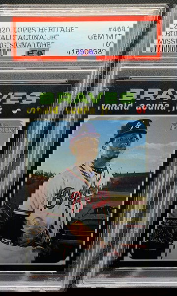 2020 Topps Heritage MISSING SIGNATURE SSP Ronald Acuna Jr PSA 10 GEM MINT POP 3