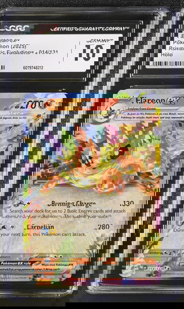 2025 Pokémon Prismatic Evolutions Flareon #014/131 Holo EX Tera CGC 10