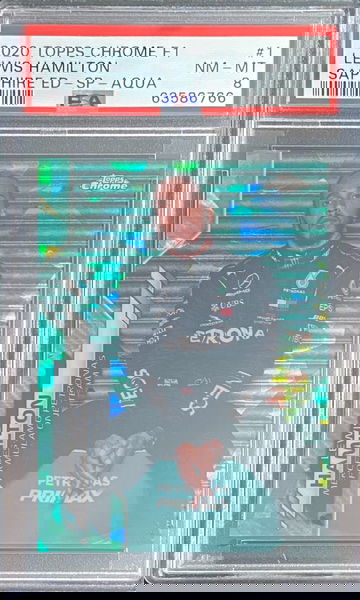 2020 Topps Chrome Sapphire Lewis Hamilton IV Image Variation SP Aqua Refractor /99 Formula 1 F1 PSA 8