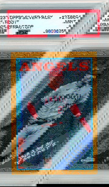 2023 Topps Silver Pack #2T88C4 Mike Trout Orange Refractor PSA 9 MINT!