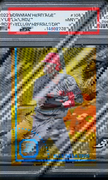 2022 Bowman Heritage Elly De La Cruz #104 Chrome Yellow Refractor /75 PSA 9