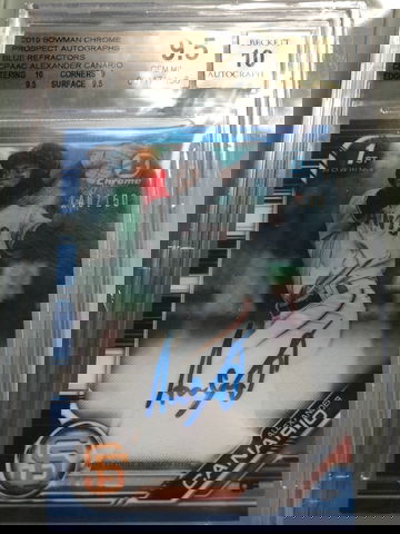 Alexander Canario bowman chrome blue refractor rookie auto bgs 9.5