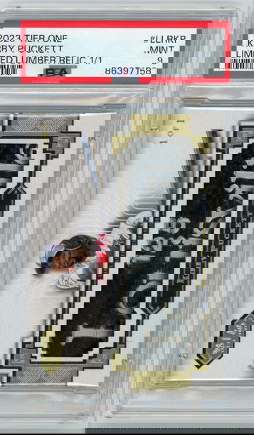 KIRBY PUCKETT 2023 Topps Tier One #1/1 Limited Lumber Bat Barrel PSA 9 Game Used