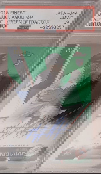 2018 Topps Finest Miguel Andujar Rookie Card Autograph Green Refractor /99 PSA 9 #FA-MA