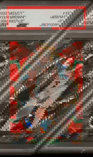 2022-23 Jaylen Brown Panini Select Basketball Red Cracked Ice Concourse Prizm #32 Graded PSA 10 Gem MT!