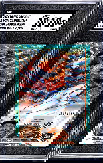 2023 Topps Chrome RA-YDI Yusniel Diaz Aqua Wave Refractor Autographed 161/199