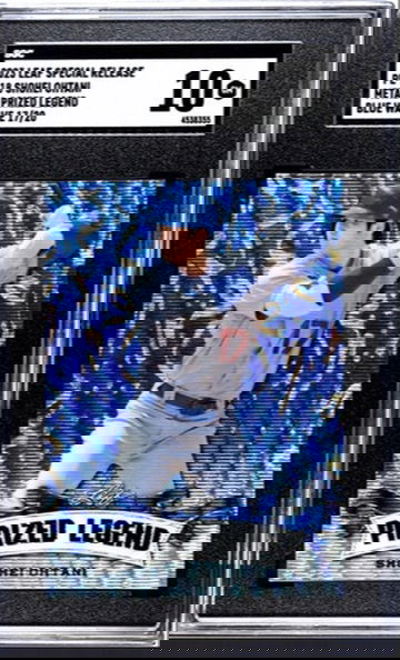 Shohei Ohtani JERSEY #/ Color Match 2023 Leaf Special Release Metal Prized Legend Blue Wave #17/20 PL-18 SGC 10 GEM MINT