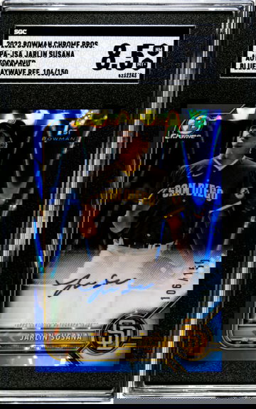 SGC 8.5 2022 Bowman Chrome Jarlin Susana Blue Raywave Refractor Auto #'d /150