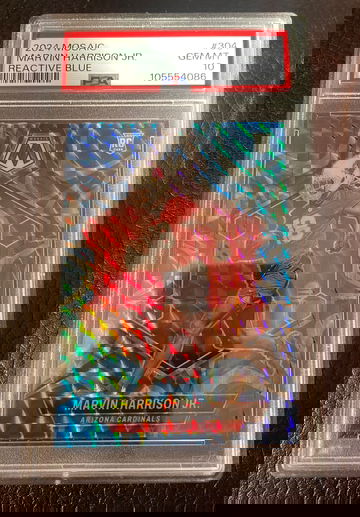 2024 PANINI MOSAIC REACTIVE BLUE #304 MARVIN HARRISON JR. PSA 10