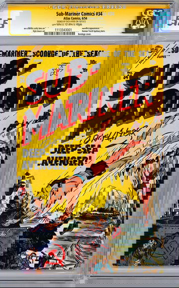 SUB-MARINER #34 CGC-SS 5.5 GA CLASSIC *SIGNED ORIG COVER ARTIST DICK AYERS* 1954