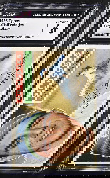 1956 TOPPS GIL HODGES GRAY BACK #145 CGC 6 BS.C1.47