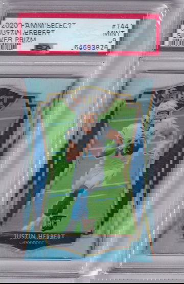 2020 Panini Select Justin Herbert Premier Silver Prizm Rookie RC #144 PSA 9 