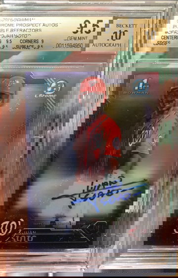 Juan Soto 2016 bowman chrome purple Refractor auto /250 BGS 9.5/10