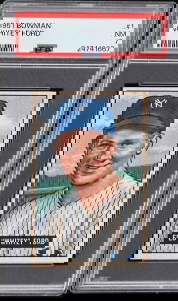 Whitey Ford 1951 Bowman #1 New York Yankees HOF Rookie PSA 7 NM