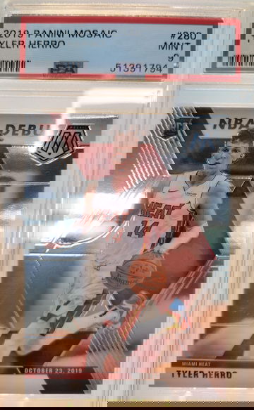 TYLER HERRO PSA 9 2019 20 Panini Mosaic Basketball #280 ROOKIE RC Miami Heat 