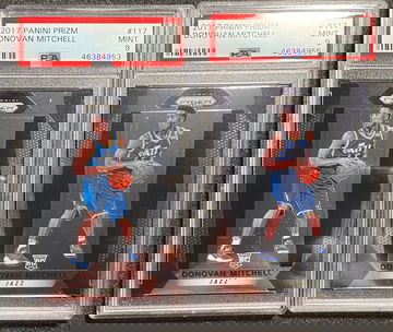 (2) Donovan Mitchell Prizm PSA 9