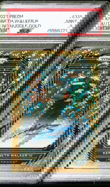 2022 Prizm No Huddle KENNETH WALKER #7/10 RC Gold Prizm Auto PSA 9 Seahawks