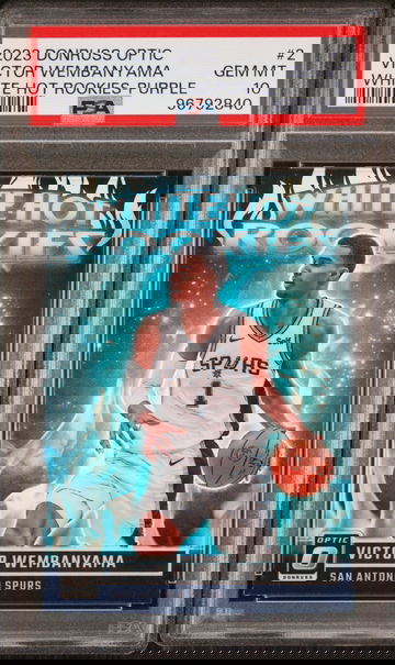 2023 Donruss Optic Victor Wembanyama White Hot Rookies Purple PSA 10