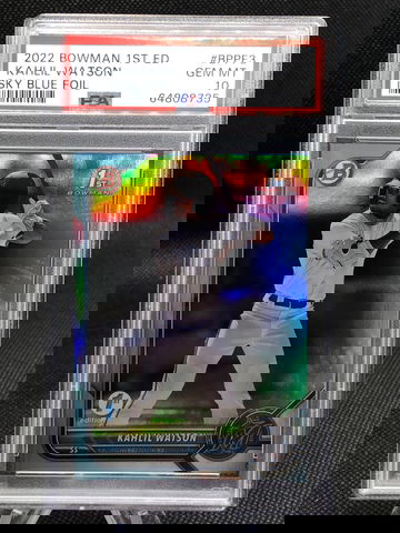 Kahlil Watson 2022 Bowman 1st First Edition Sky Blue Foil PSA 10 Pop 11