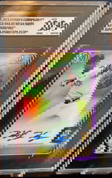 Ke’Bryan Hayes 2015 Bowman Chrome Auto Purple SGC 9/10