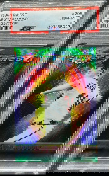 RARE 1994 Topps Finest REFRACTOR GREG MADDUX #209 PSA 8 BRAVES HOF! SHARP!