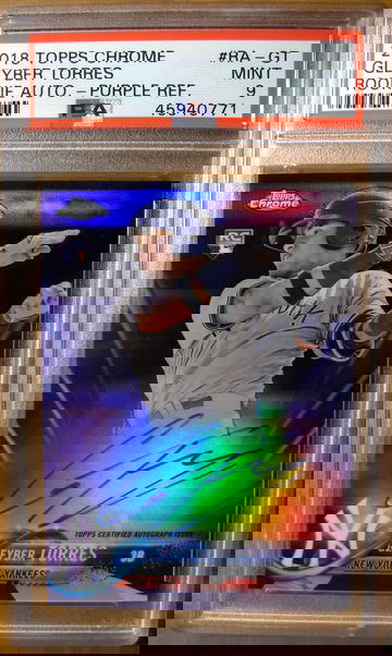 Gleyber Torres 2018 Topps Chrome Purple Refractor Auto /250 PSA 9