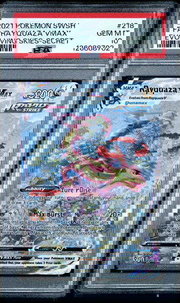 2021 Pokemon SWSH Evolving Skies Full Art Secret Rare Rayquaza VMAX #218 PSA 10