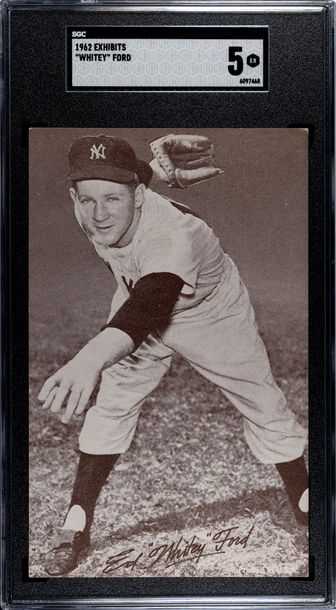 1962 Stat Back Exhibits Whitey Ford New York Yankees SGC 5 EX