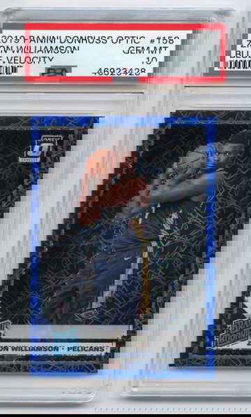 ZION WILLIAMSON 2019 Panini Donruss OPTIC Blue Velocity #158 Rookie PSA 10 x3428