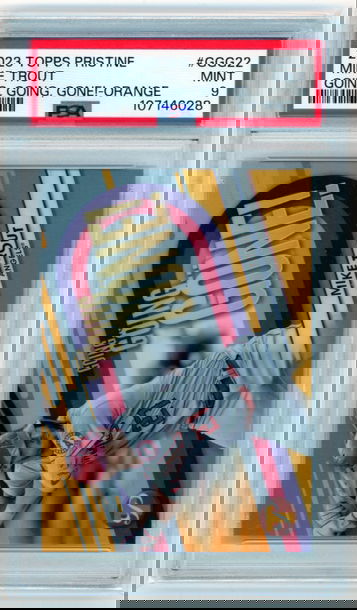 2023 Topps Pristine #GGG22 Mike Trout Going, Going, Gone! Orange Refractor PSA 9 MINT!