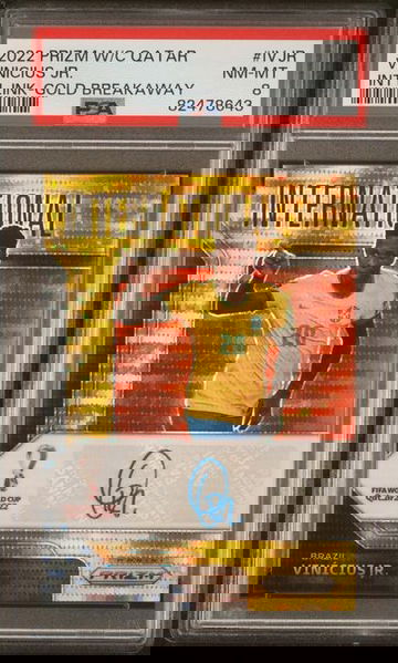 PSA 8 2022 Panini WCQ Vinicius Jr International Ink Gold Breakaway #/10