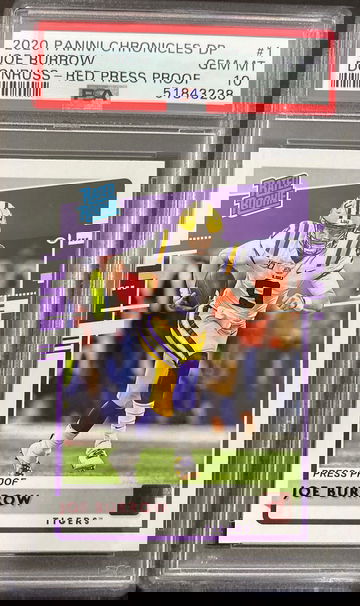 2020 chronicles draft picks donruss rated rookie joe burrow red psa 10