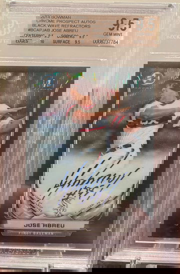 2014 bowman chrome Jose Abreu black wave refractor prospect auto /50 true gem+