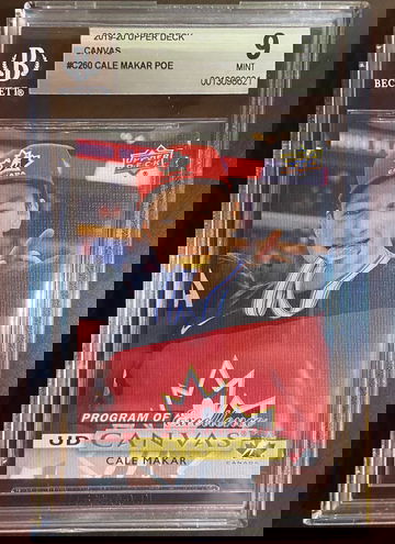 2019-20 Upper Deck Canvas Cale Makar POE #C280 BGS 9 Mint 