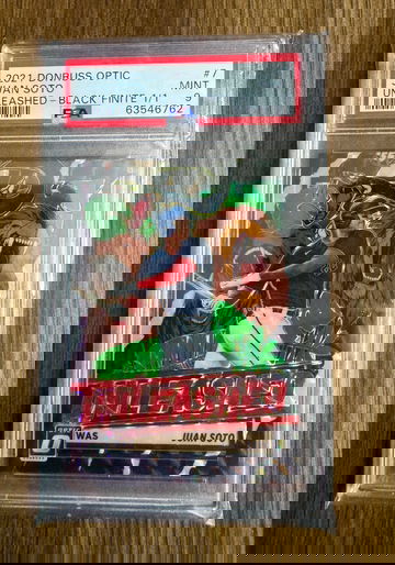 2021 Donruss Optic Juan Soto Unleashed Black Finite 1/1 PSA 9 #7