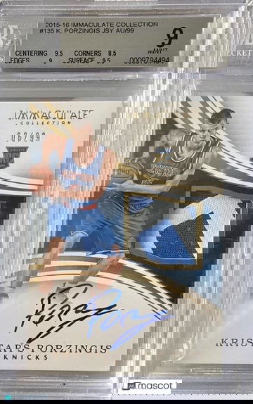 2015 Immaculate Porzingis #135 BGS 9/10 Rookie Auto Patch #6/99 Jersey #