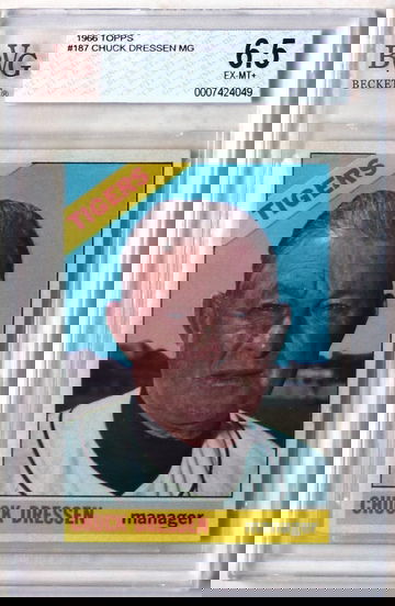 1966 Topps #187 Chuck Dressen MG BVG 6.5 EX-MT +