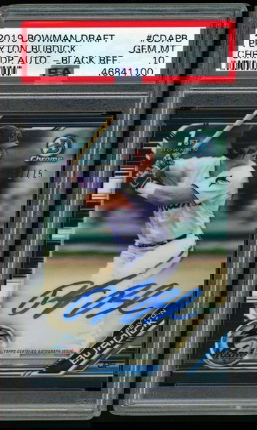 2019 Bowman Chrome PEYTON BURDICK Black Refractor Auto RC PSA 10 Autograph #17/75 Miami Marlins