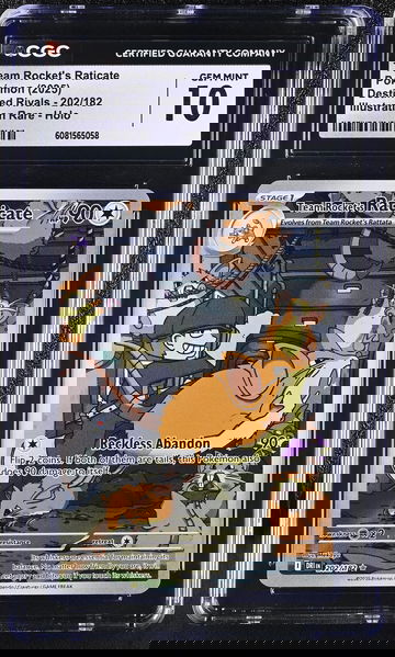 2025 Pokemon Destined Rivals Illus. Rare Team Rocket's Raticate #202/182 CGC 10