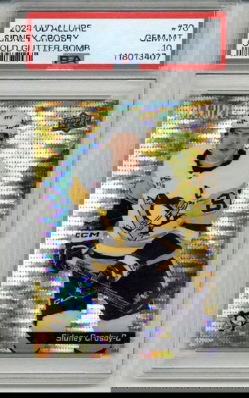 2024 UPPER DECK ALLURE GOLD GLITTER BOMB #70 SIDNEY CROSBY /199 PSA 10